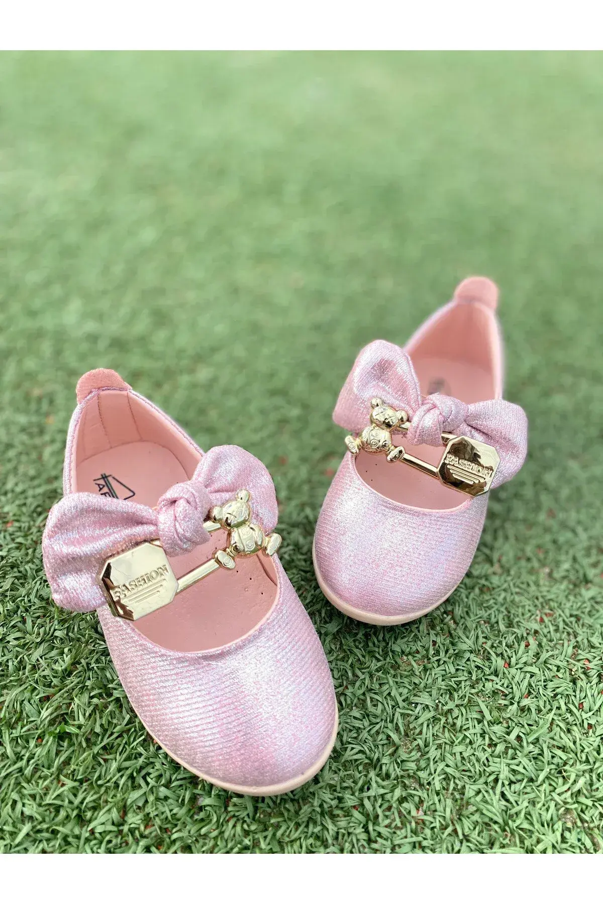 İğne Fiyonk Detaylı Kız Çocuk Babet, Ortopedik Taban — Pembe 4