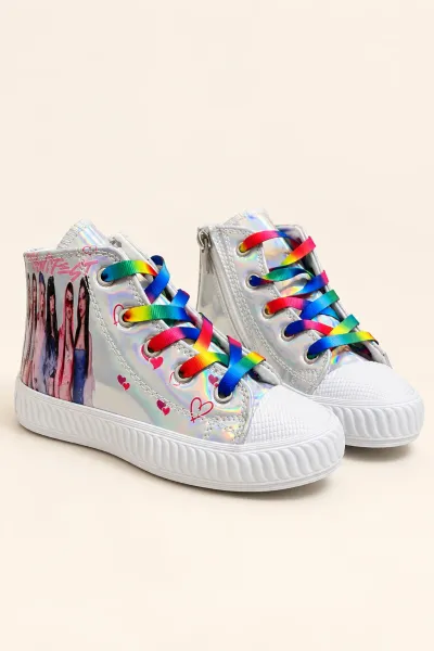 Manifest, Unicorn Baskılı Kız Çocuk Işıklı Sneaker.Spor Ayakkabı Gri