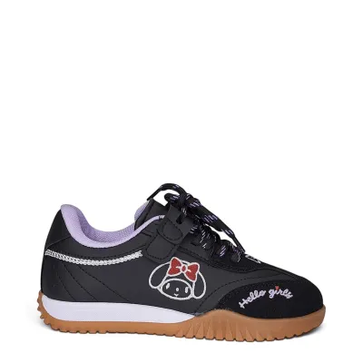 Kız Çocuk Hello Girl Nakışlı Bağcıklı Cırt Cırtlı Günlük Sneaker Spor Ayakkabı Siyah