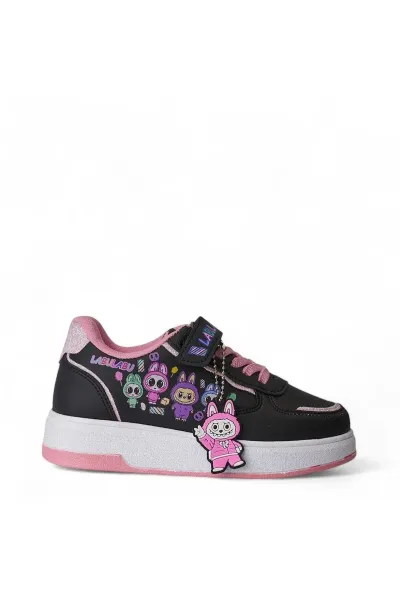Labu Labu Baskılı Kız Çocuk Spor Ayakkabısı Sneaker (1 NUMARA BÜYÜK ALINIZ)(DAR KALIP) — Pembe