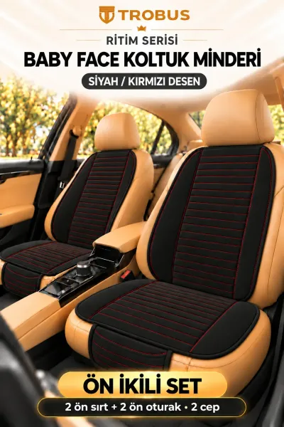Ritim Baby Face Oto Koltuk Minderi 4 Parça Ön İkili Siyah Kırmızı
