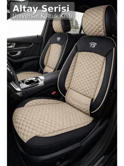 Toyota Corolla 2002-2006 Koltuk Kılıfı Altay Serisi 2+1 Ticari Bej Siyah