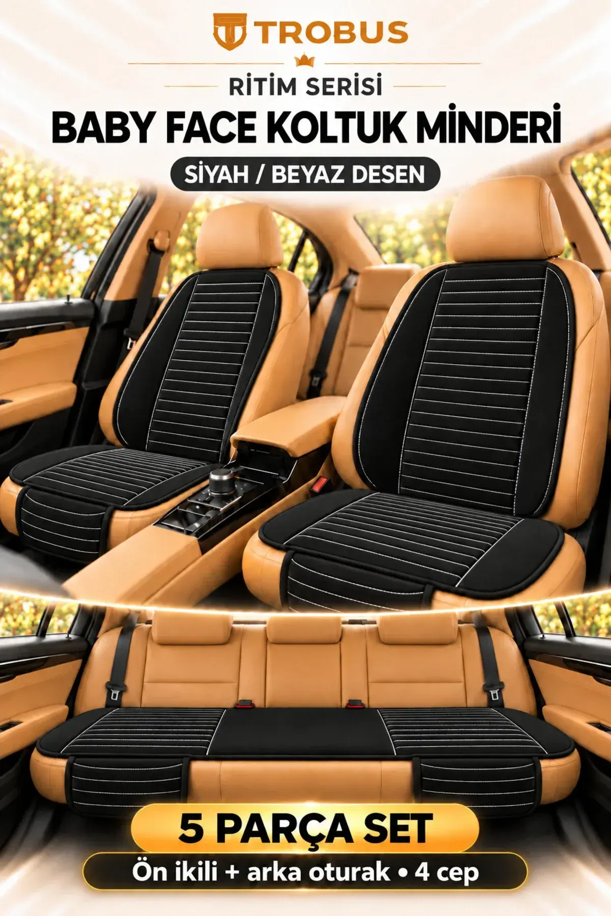 Ritim Baby Face Oto Koltuk Minderi Siyah Beyaz (1)