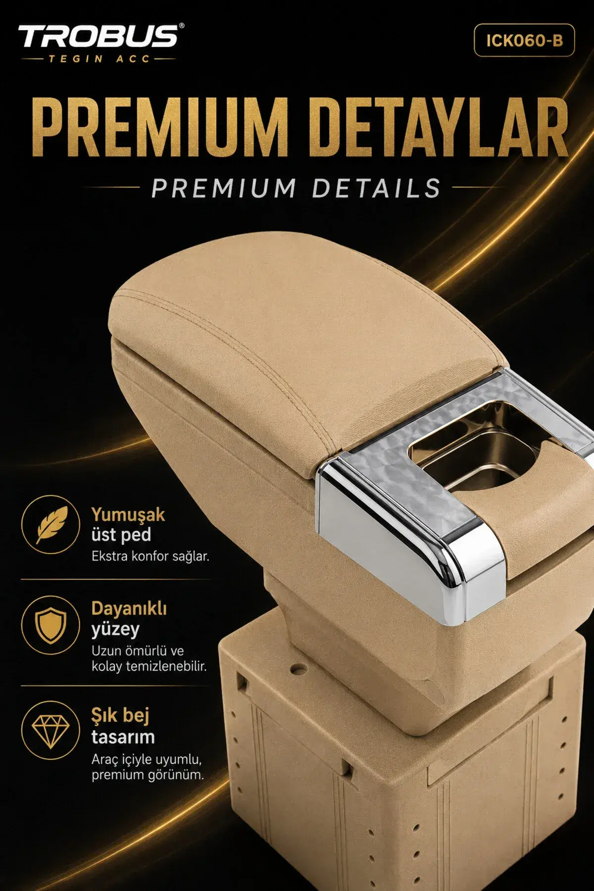 Premium Sürgülü Ayarlanabilir Ayaklı Kolçak Bej (1)