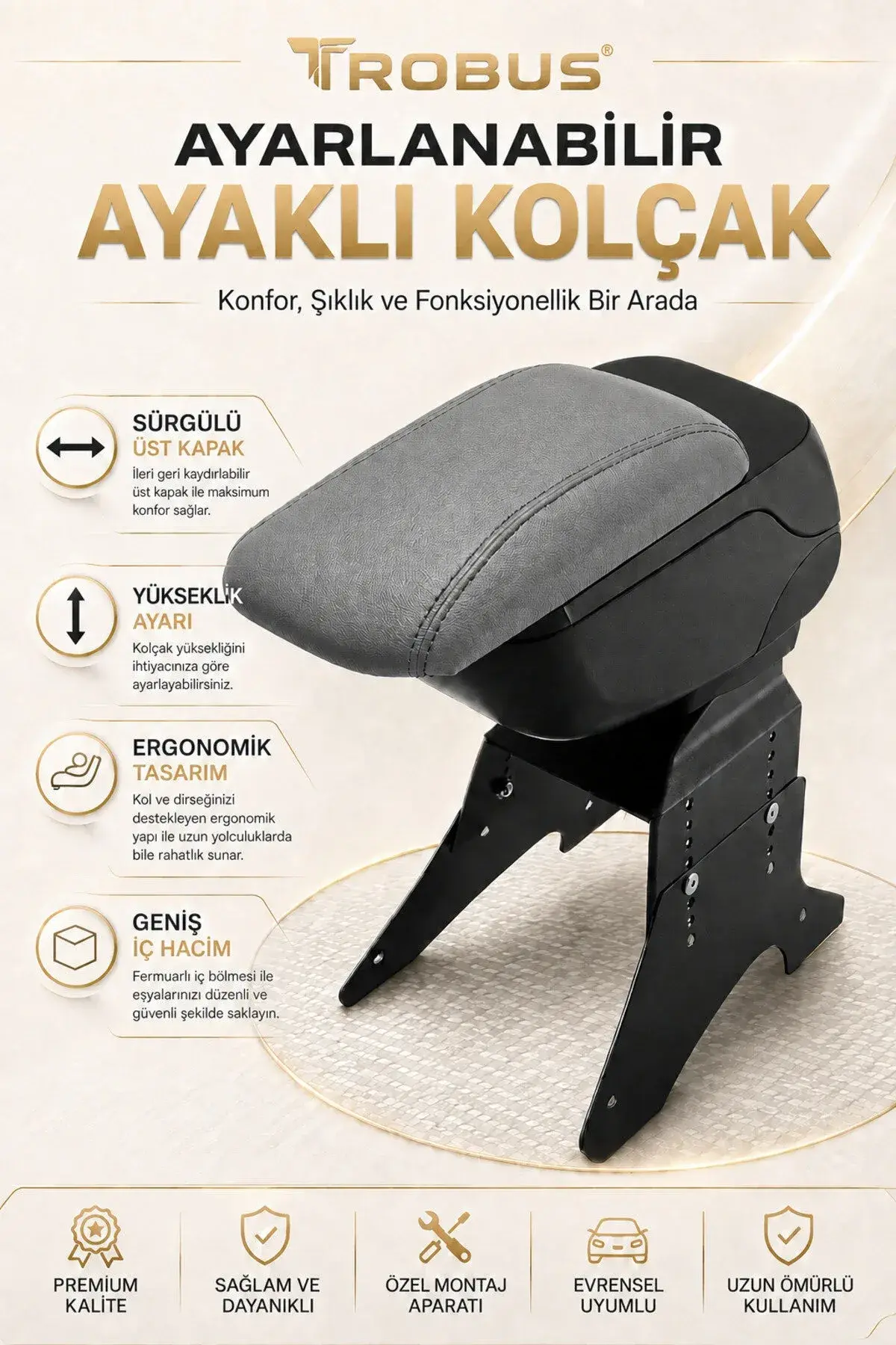 Ayaklı Sürgülü Kolçak – Metal Ayaklı, Yükseklik Ayarlı Gri (1)