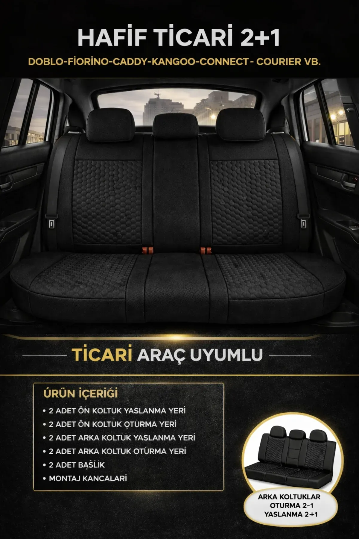 Altay Serisi Ticari 2+1 arka koltuk kılıfı