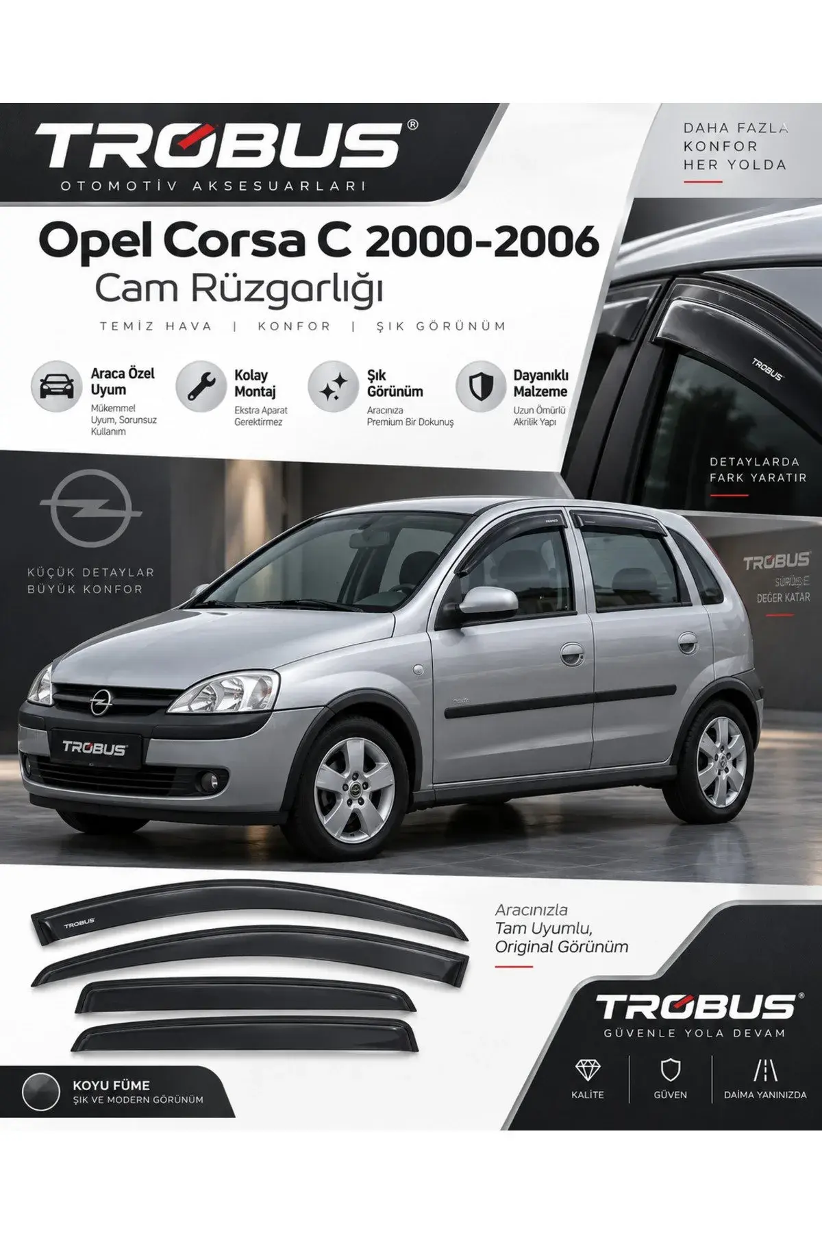 Opel Corsa C (2001-2006) Cam Rüzgarlığı 4'lü (1)