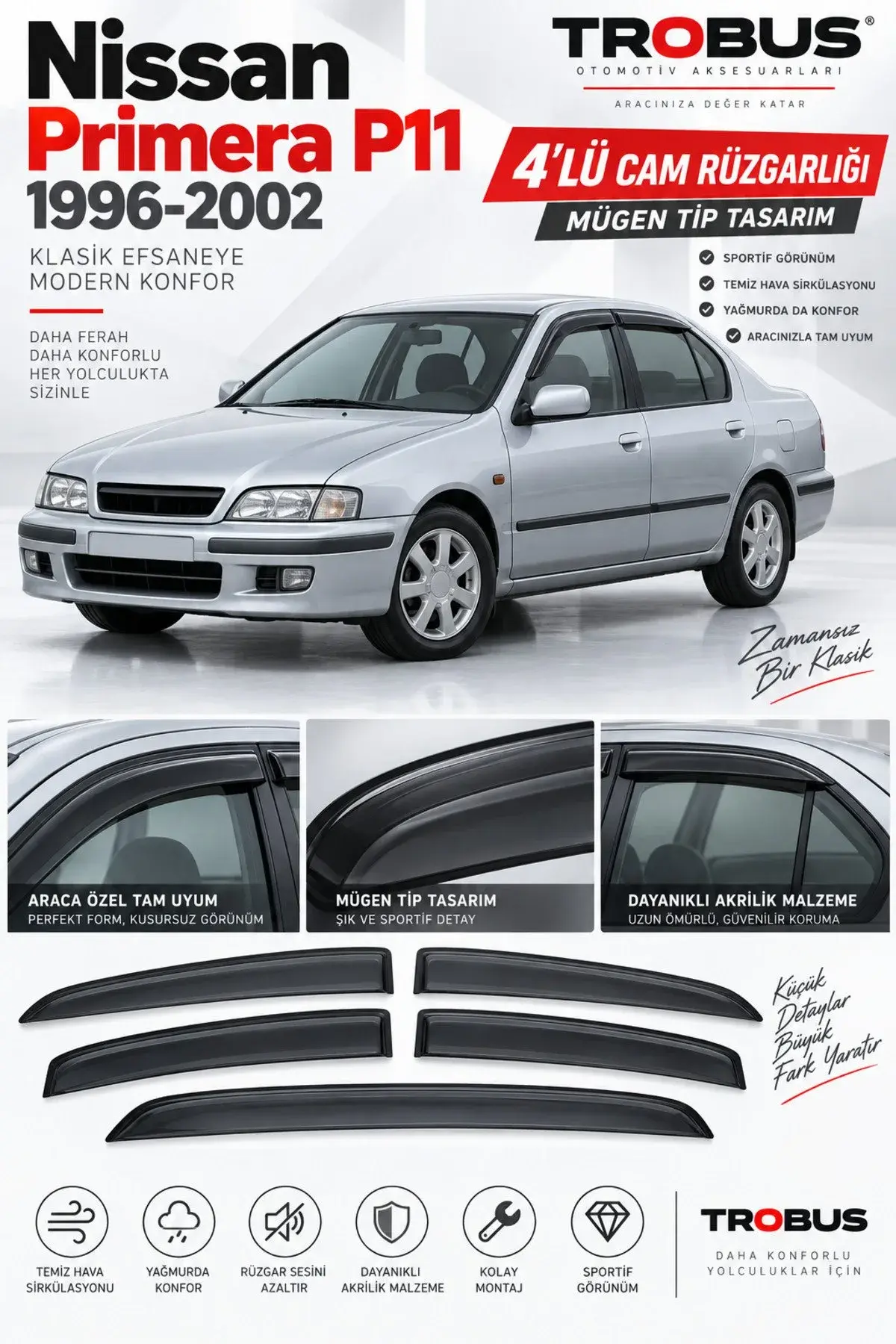 Nissan Primera (1996-2002) Cam Rüzgarlığı 4'lü (1)