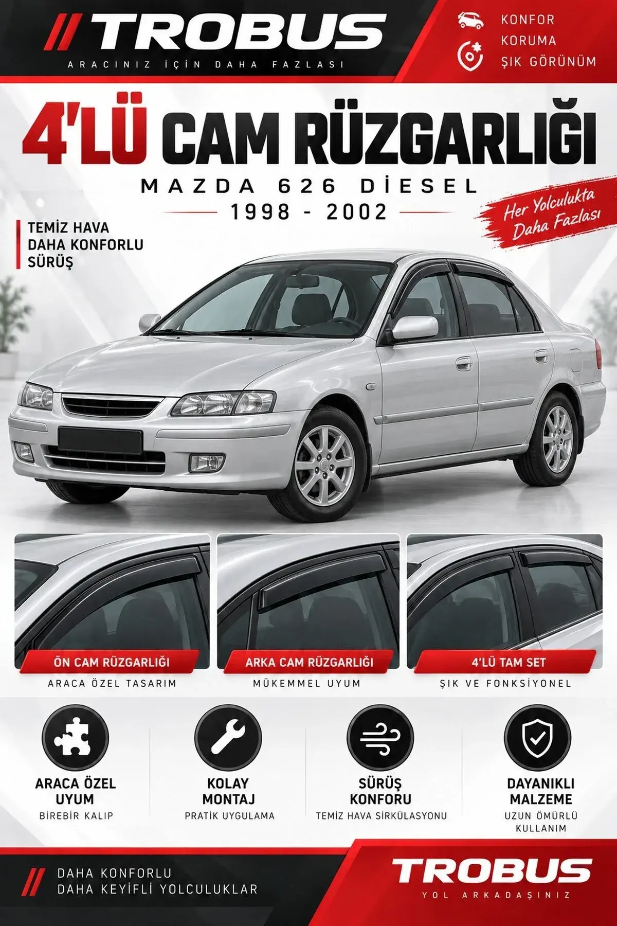 Mazda 626 GF Kasa (1998-2002) Cam Rüzgarlığı 4'lü (1)