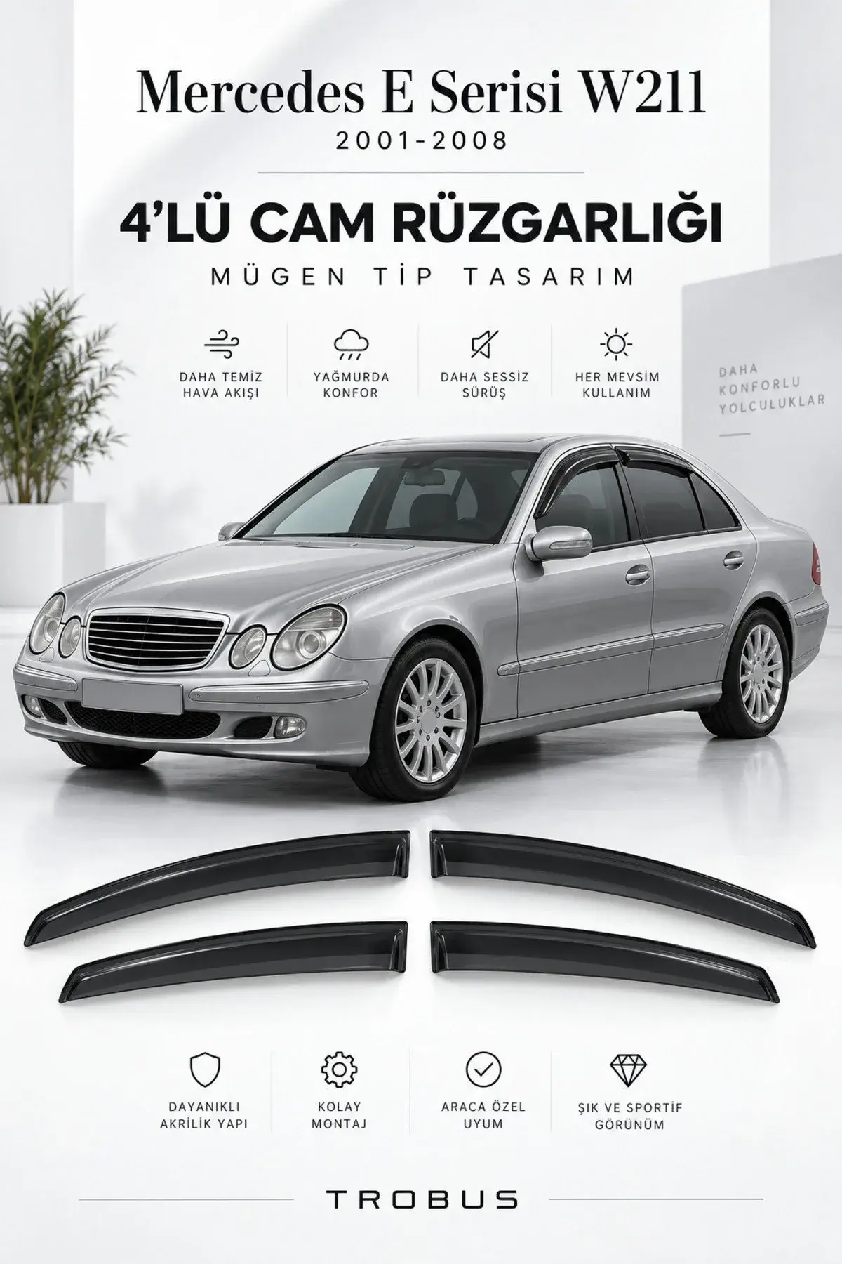 Mercedes E Serisi W211 (2001-2008) Cam Rüzgarlığı 4'lü (1)