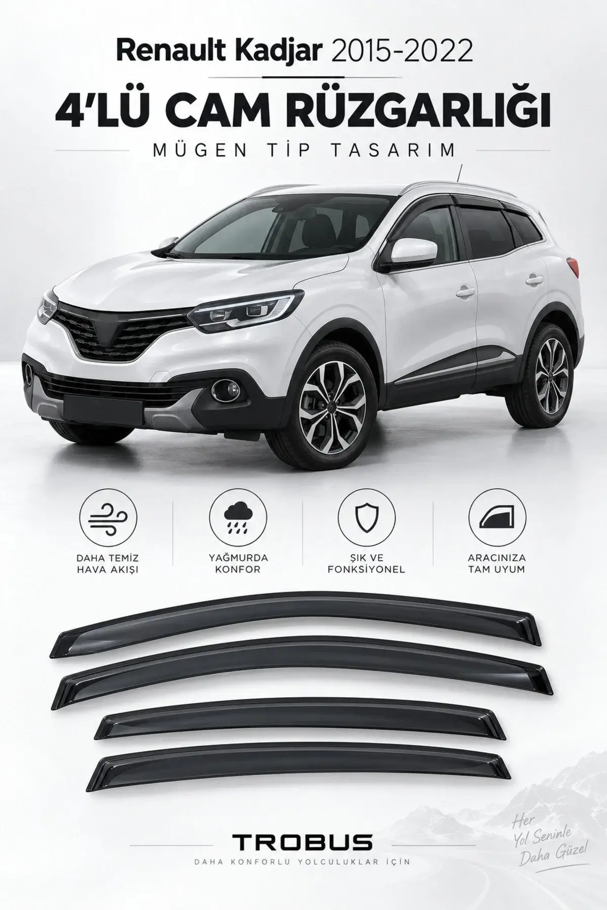 Renault Kadjar (2015-2022) Cam Rüzgarlığı 4'lü (1)