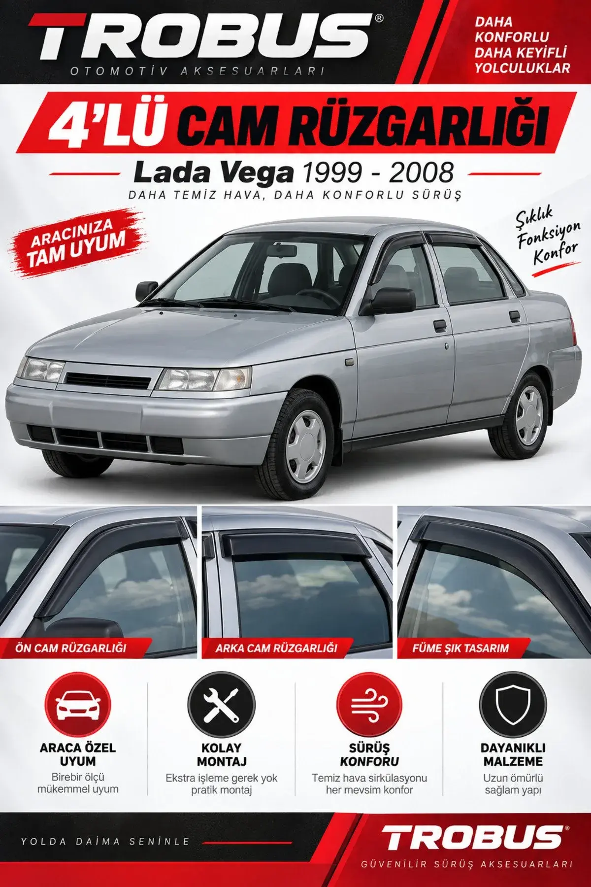 Lada Vega VAZ 2110-2111-2112 Serisi Cam Rüzgarlığı 4'lü (1)