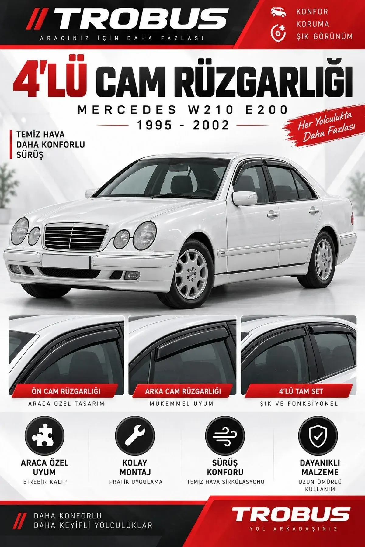 Mercedes E serisi W210 (1995-2002) Cam Rüzgarlığı 4'lü (1)
