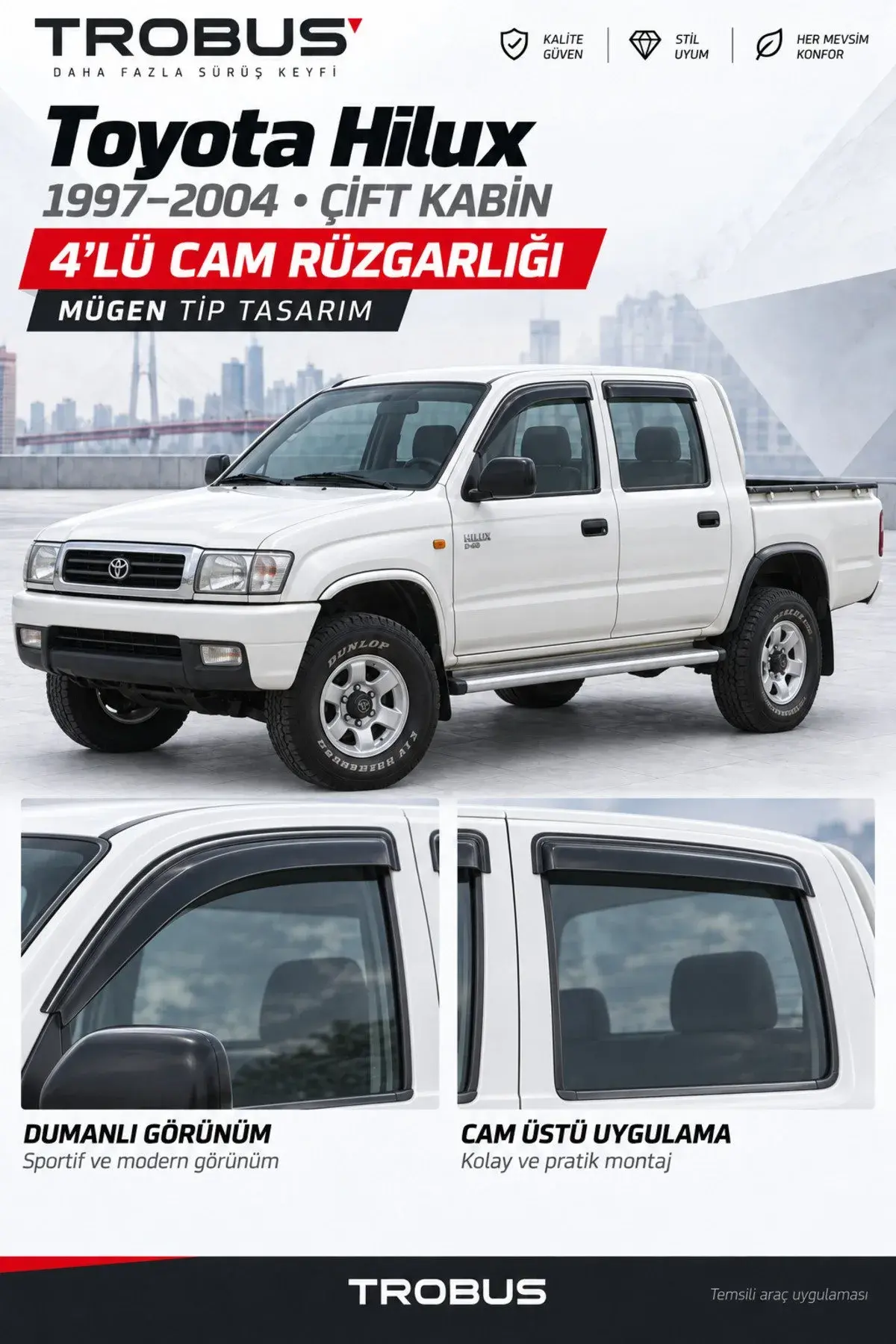 Toyota Hilux (1997-2004) Cam Rüzgarlığı 4'lü (1)