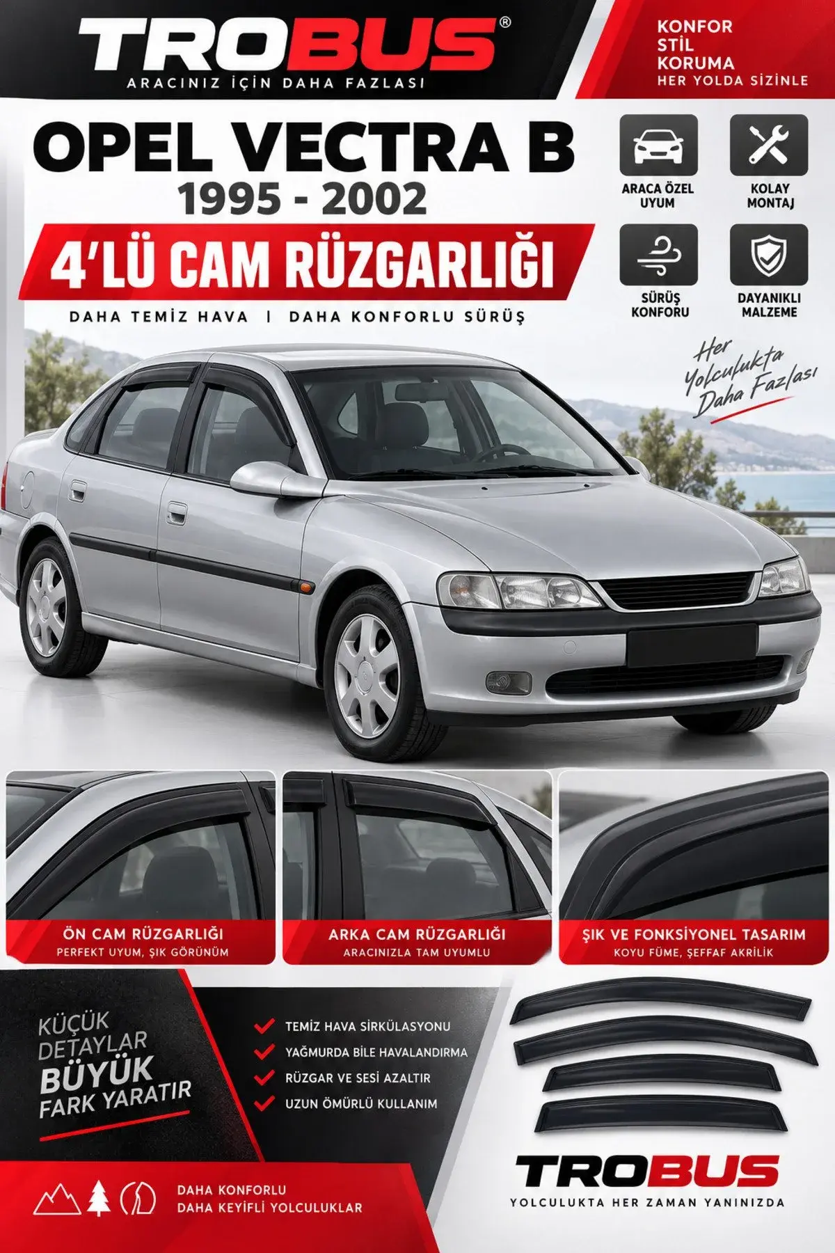 Opel Vectra B (1995-2002) Cam Rüzgarlığı 4'lü (1)