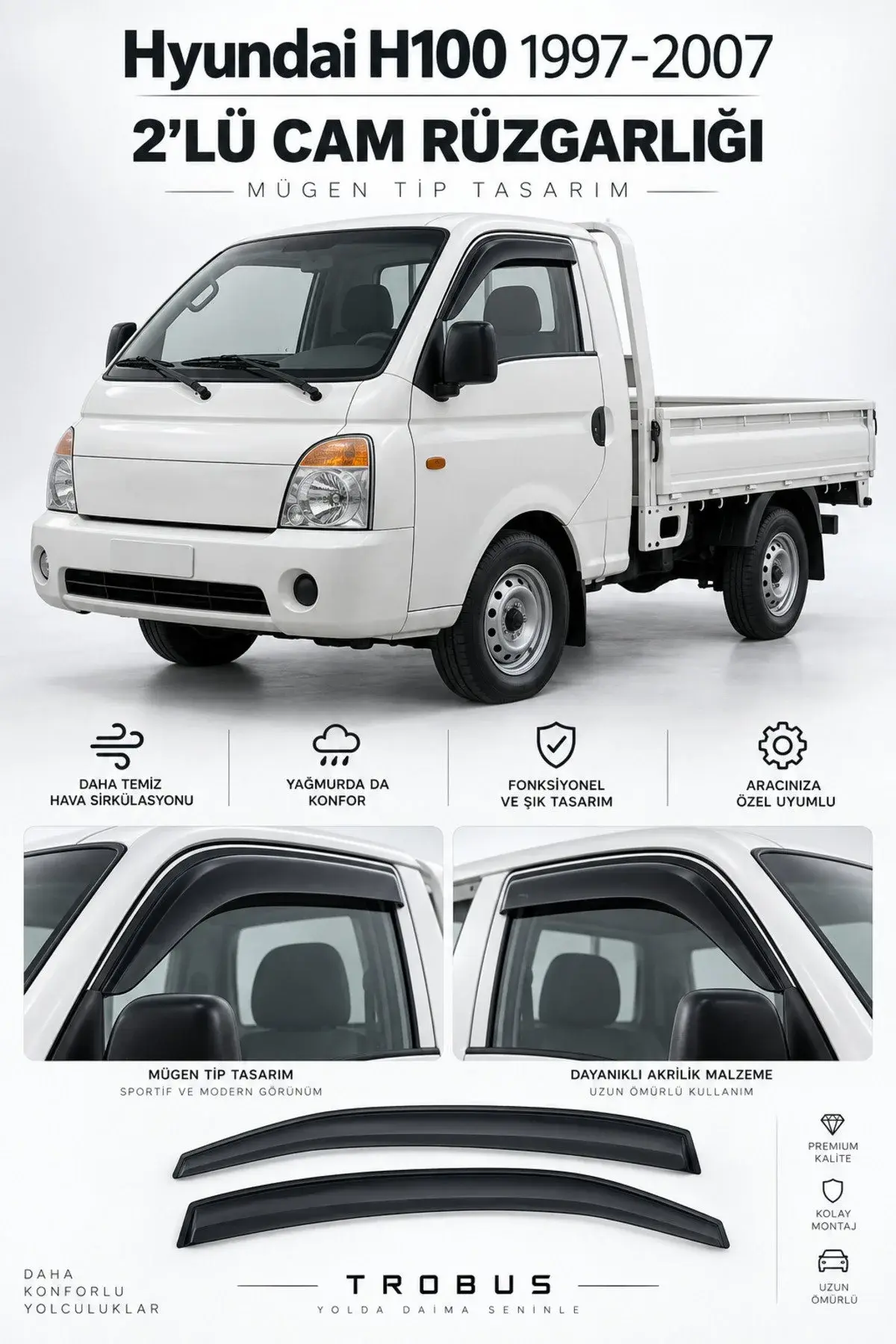 Hyundai H100 (1998-2004) Cam Rüzgarlığı 4'lü (1)