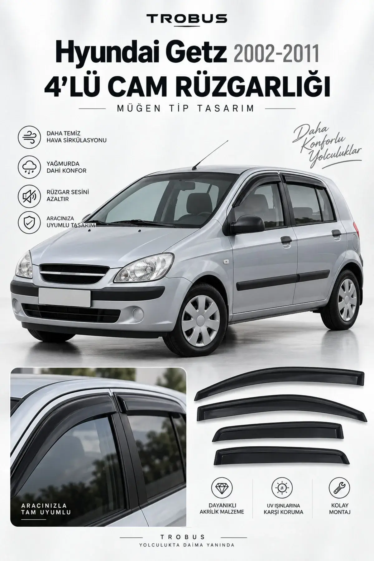 Hyundai Getz (2002-2011) Cam Rüzgarlığı 4'lü (1)