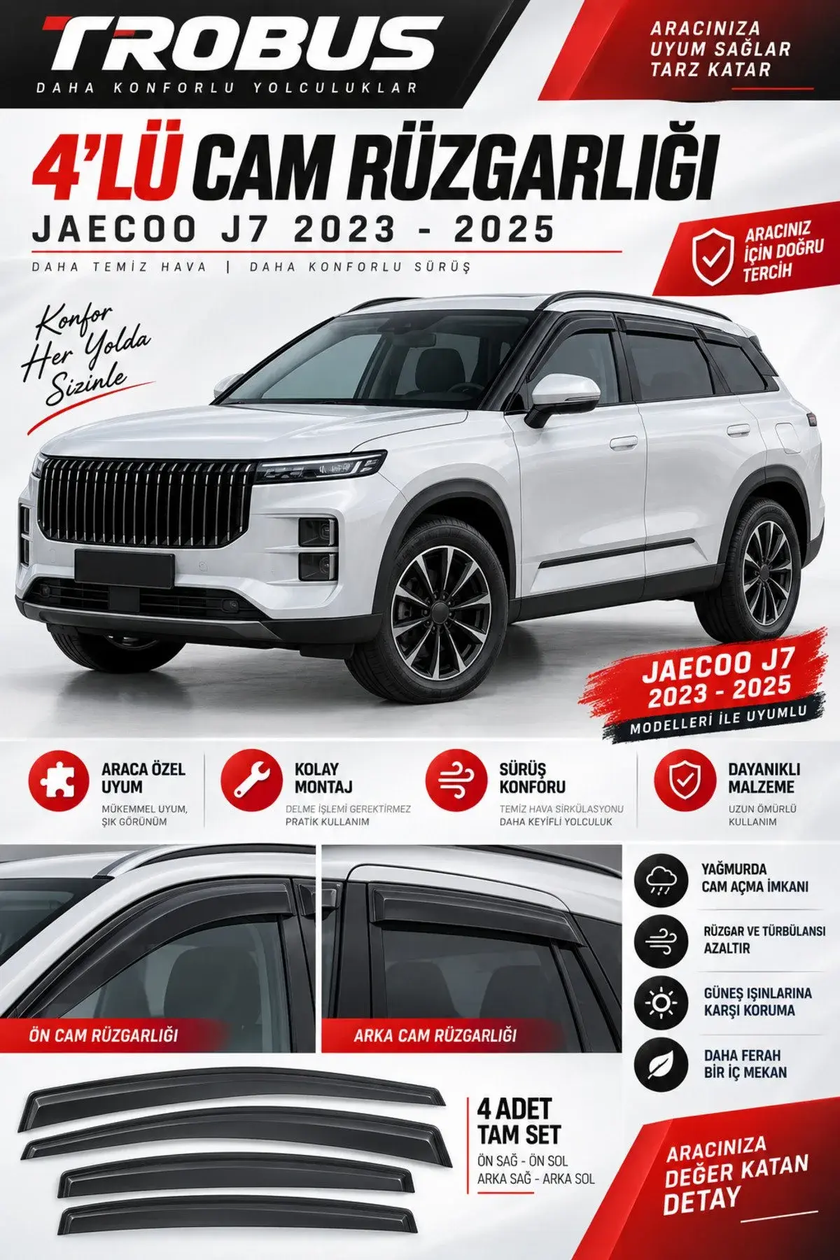 Jaecoo J7 (2023 ve Sonrası) Cam Rüzgarlığı 4'lü (1)