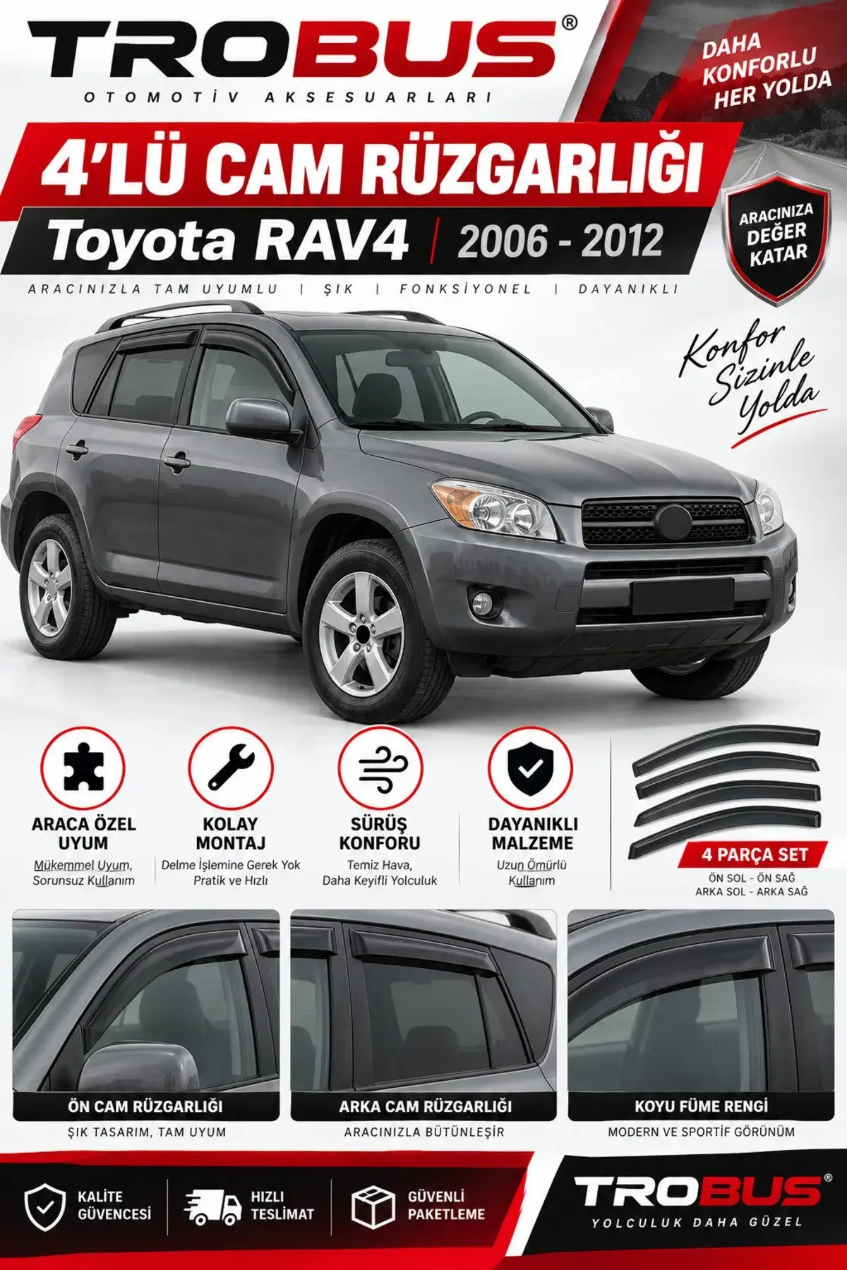 Toyota Rav4 (2006-2012) Cam Rüzgarlığı 4'lü (1)