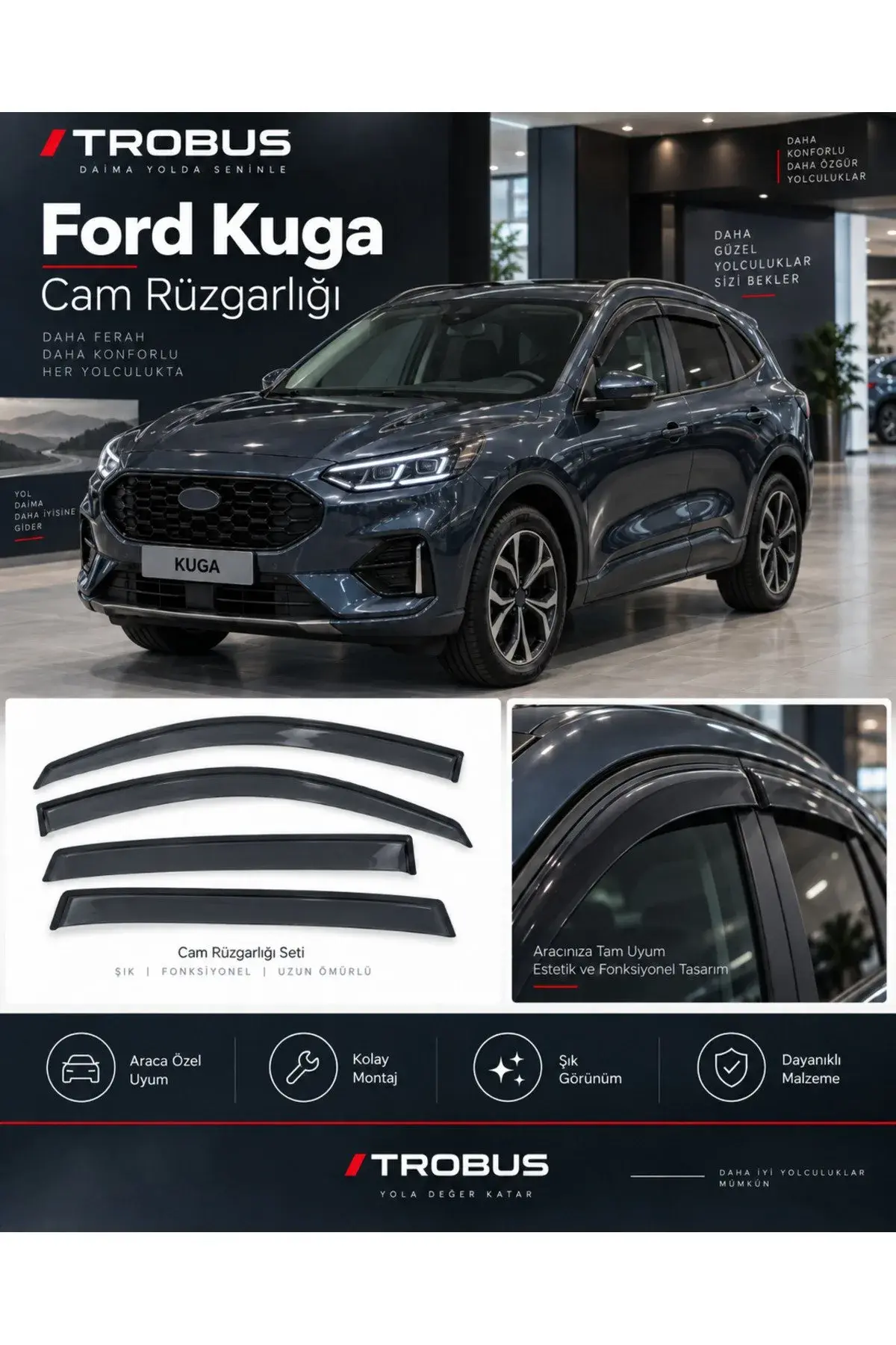 Ford Kuga (2020 ve Sonrası) Cam Rüzgarlığı 4'lü (1)