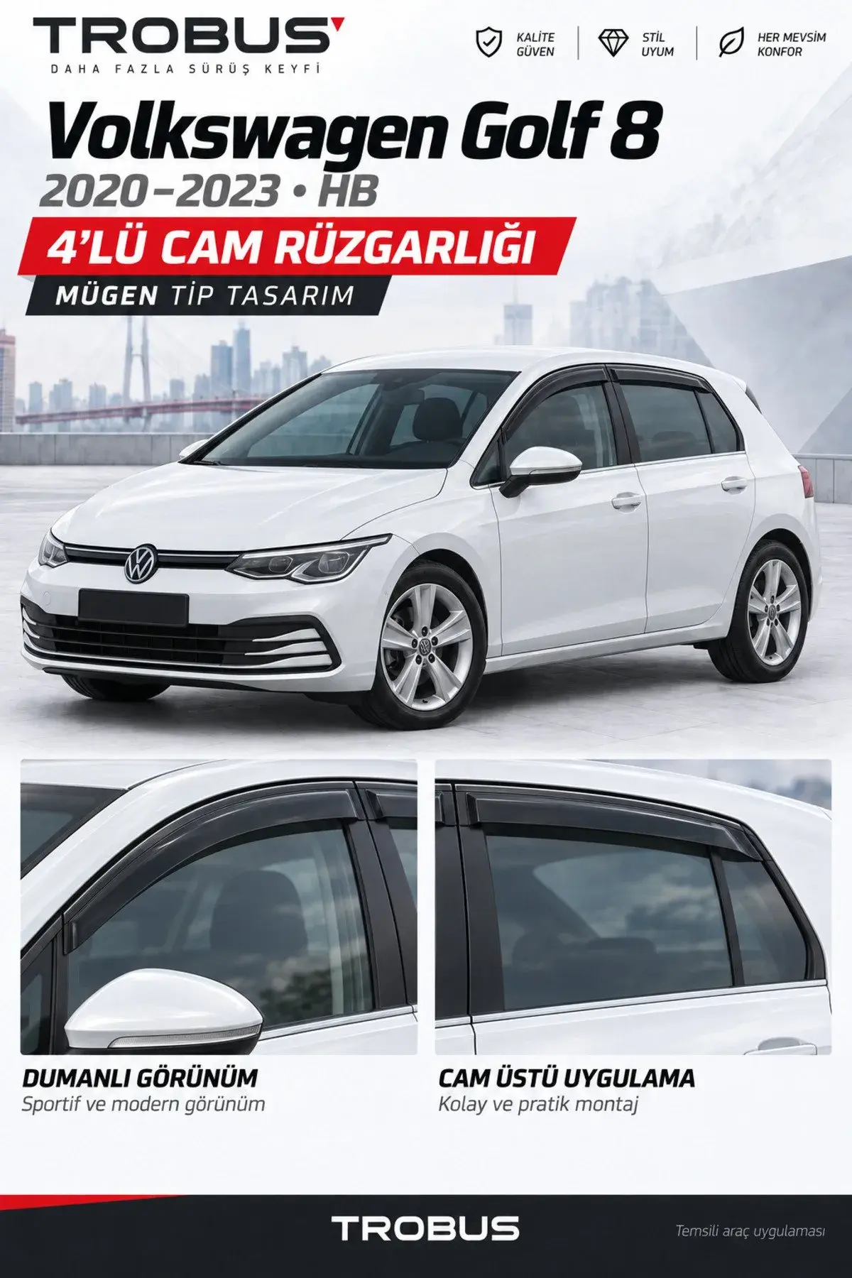 Volkswagen Golf 8 (2020 ve Üzeri) Cam Rüzgarlığı 4'lü (1)
