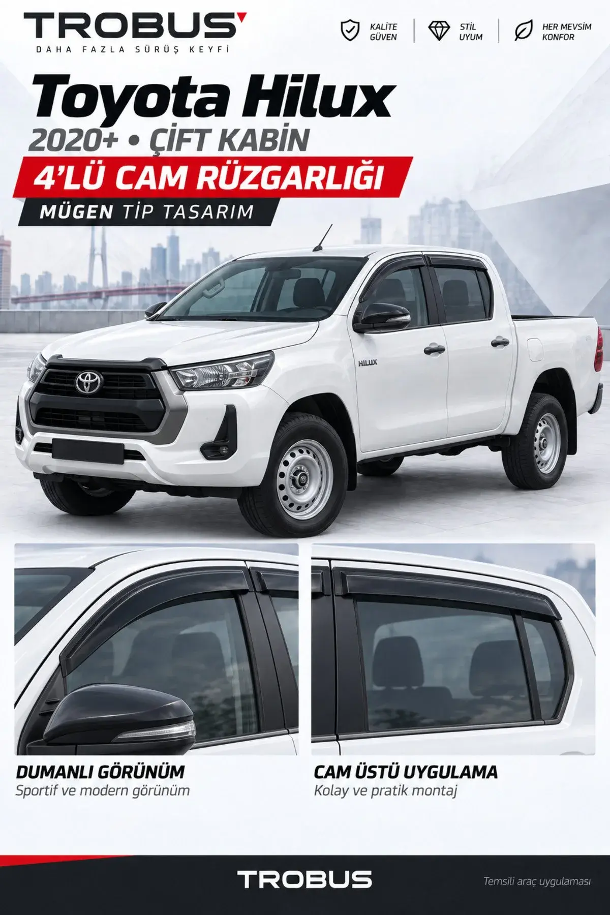 Toyota Hilux (2020 Sonrası) Cam Rüzgarlığı 4'lü (1)