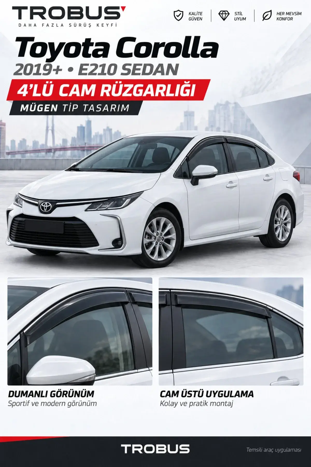 Toyota Corolla (2019 ve Sonrası) Cam Rüzgarlığı 4'lü (1)