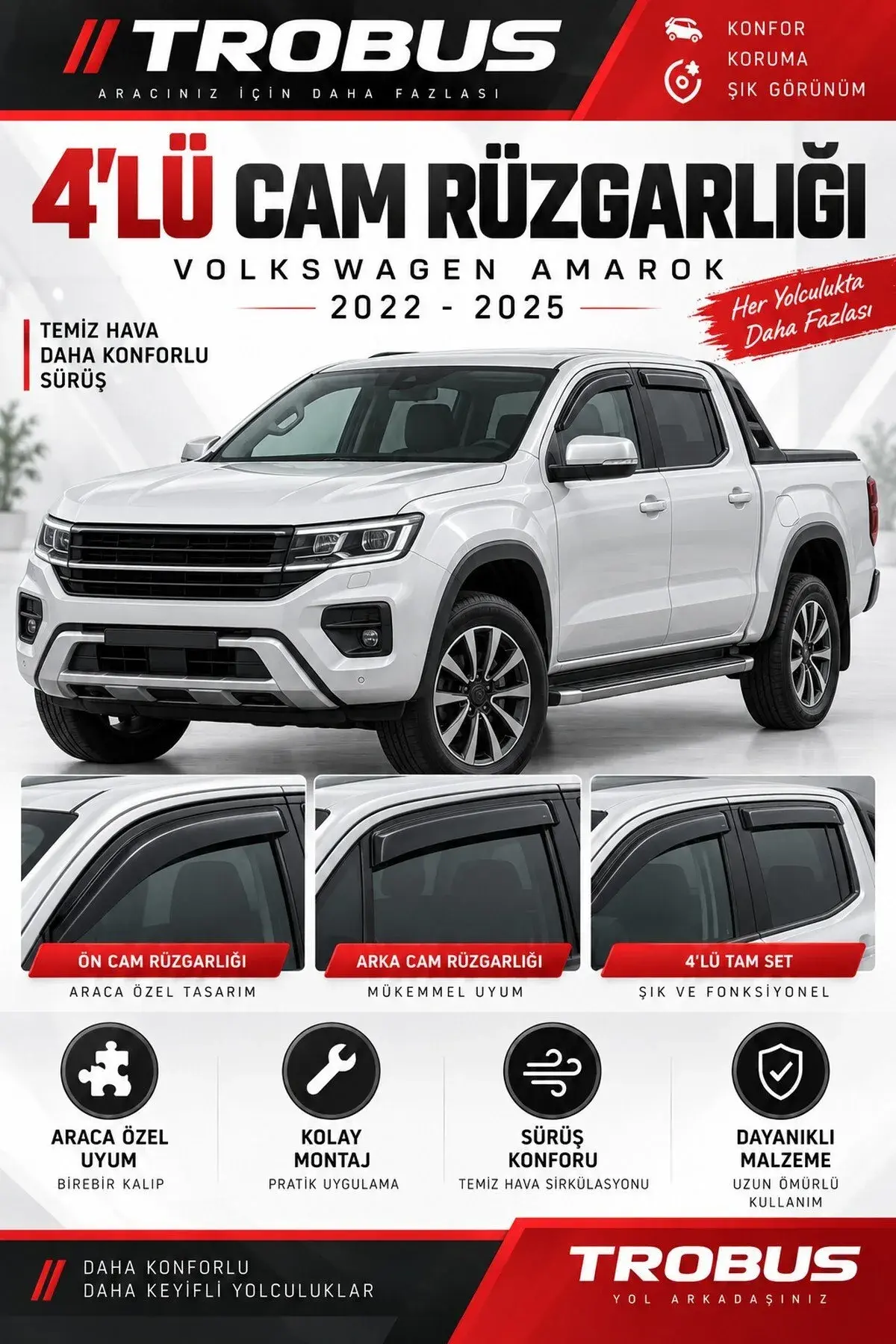 Volkswagen Amarok (2022 ve Sonrası) Cam Rüzgarlığı 4'lü (1)