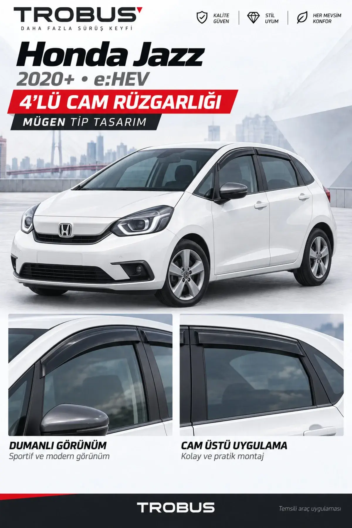Honda Jazz (2020 ve Sonrası) Cam Rüzgarlığı 4'lü (1)