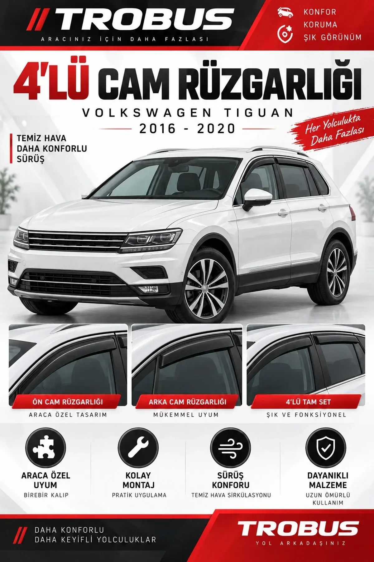 Volkswagen Tiguan (2016 ve Sonrası) Cam Rüzgarlığı 4'lü (1)