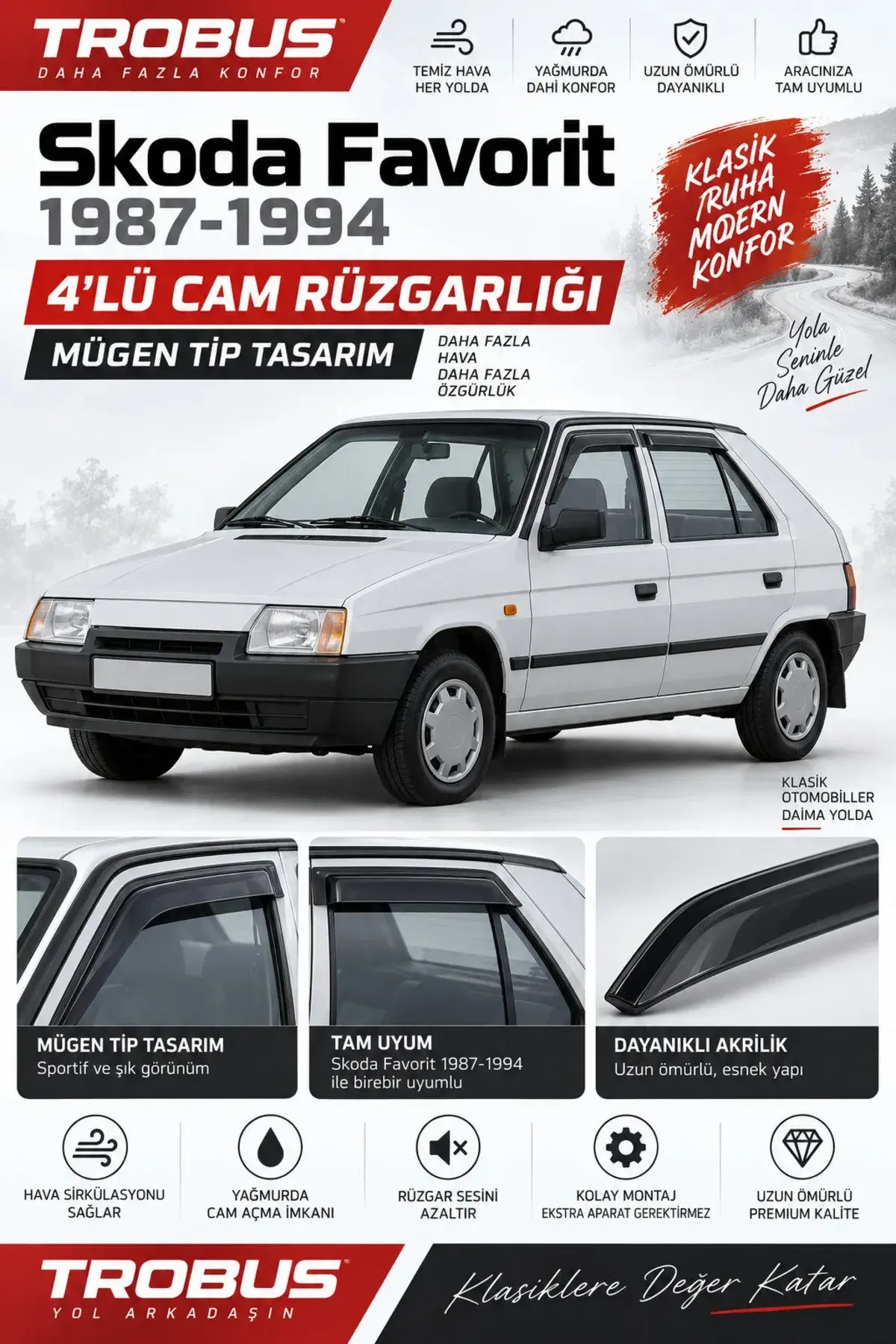 Skoda Favorit – Forman (1987-1995) Cam Rüzgarlığı 4'lü (1)