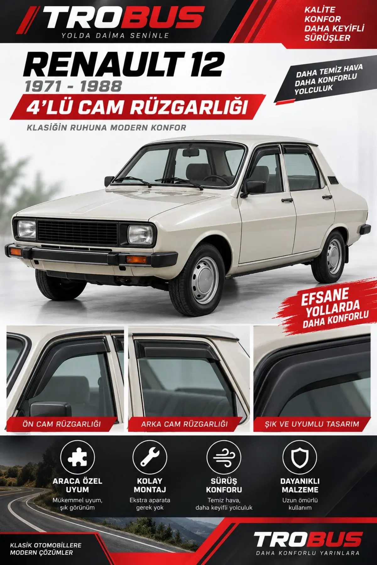 Renault 12 Toros Binek Cam Rüzgarlığı 4'lü (1)