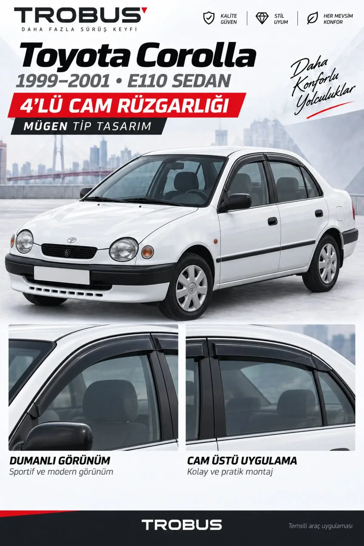 Toyota Corolla (1999-2001) Cam Rüzgarlığı 4'lü (1)