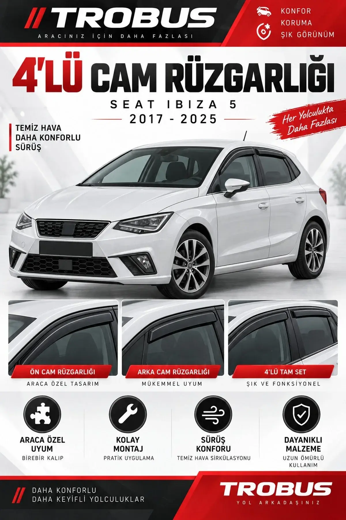 Seat Ibiza (2017 ve Sonrası) Cam Rüzgarlığı 4'lü (1)