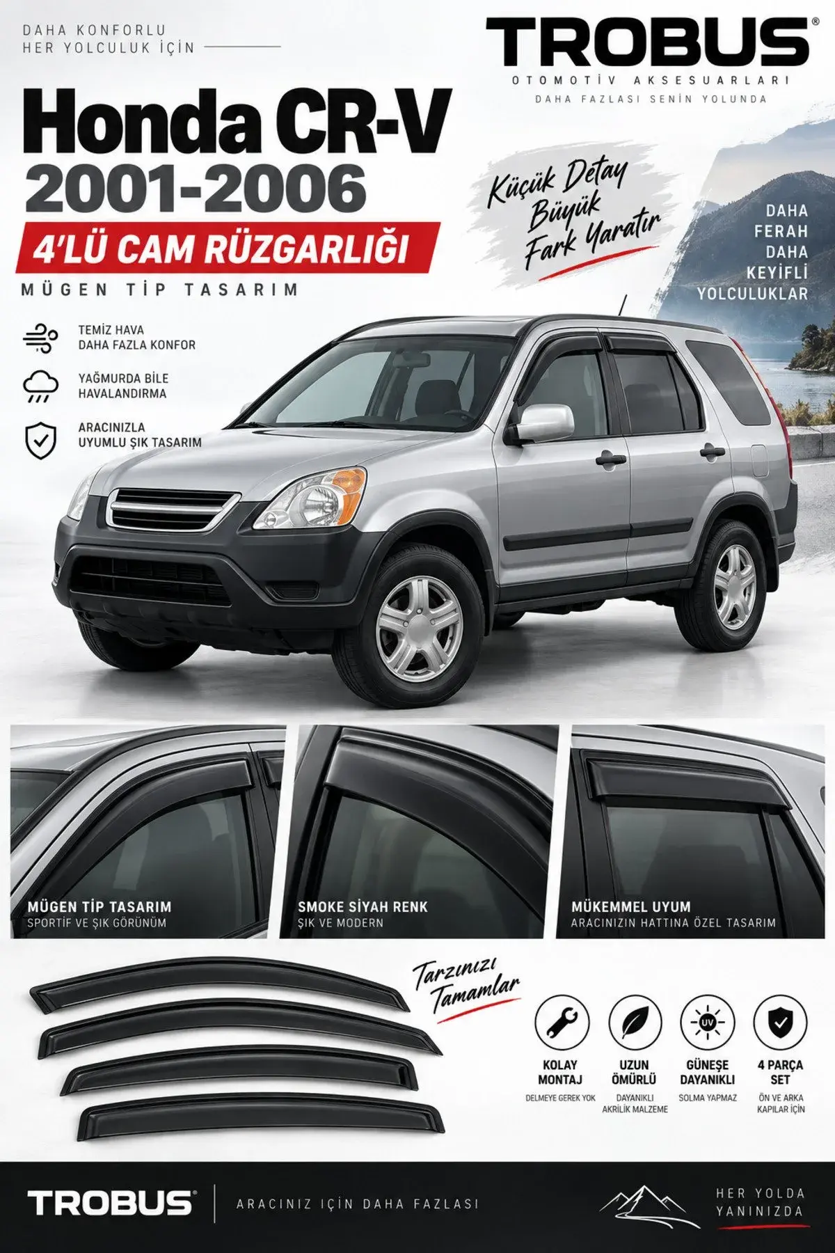 Honda CRV (1997-2001) Cam Rüzgarlığı 4'lü (1)