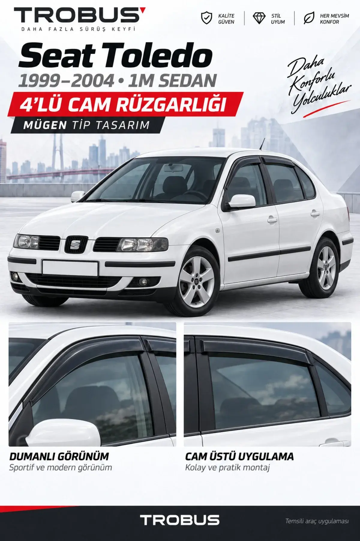 Seat Toledo (1999-2004) Cam Rüzgarlığı 4'lü (1)