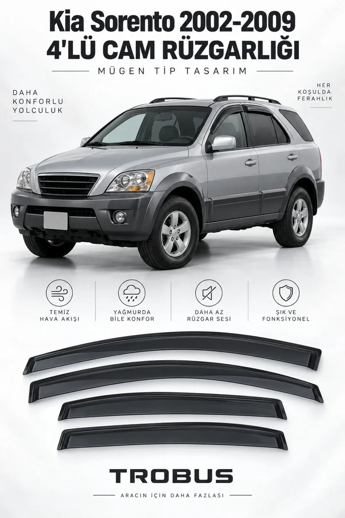 Kia Sorento (2002-2009) BL Kasa Cam Rüzgarlığı 4'lü (1)