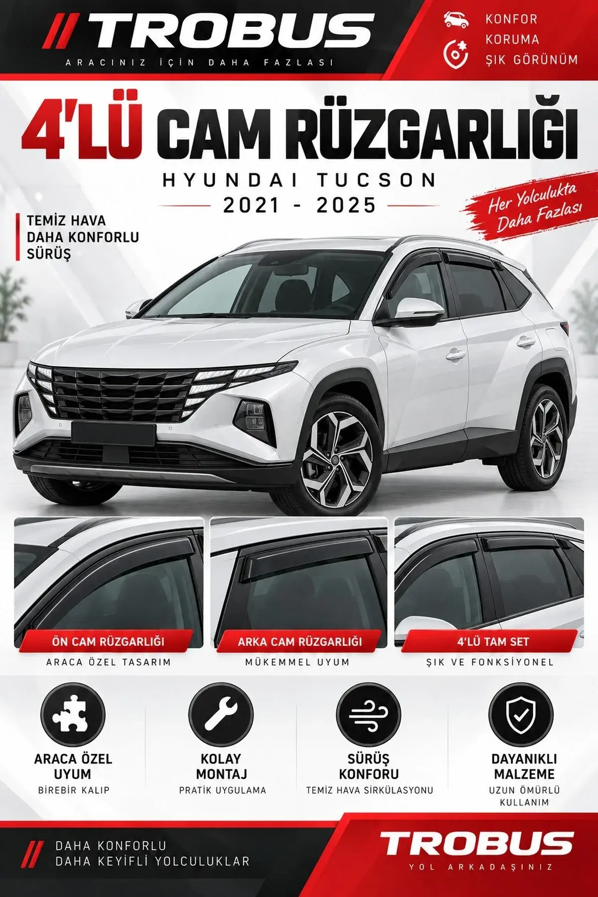 Hyundai Tucson (2020 ve Sonrası) TL Kasa Cam Rüzgarlığı 4'lü (1)