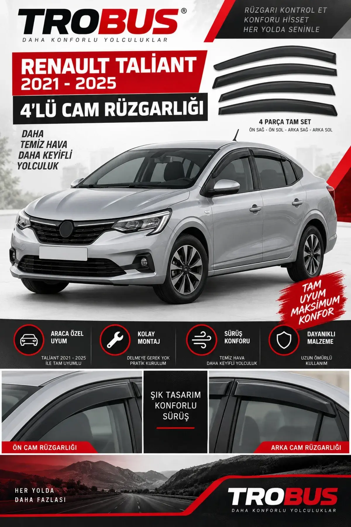 Renault Taliant (Tüm Yıllar) Cam Rüzgarlığı 4'lü (1)