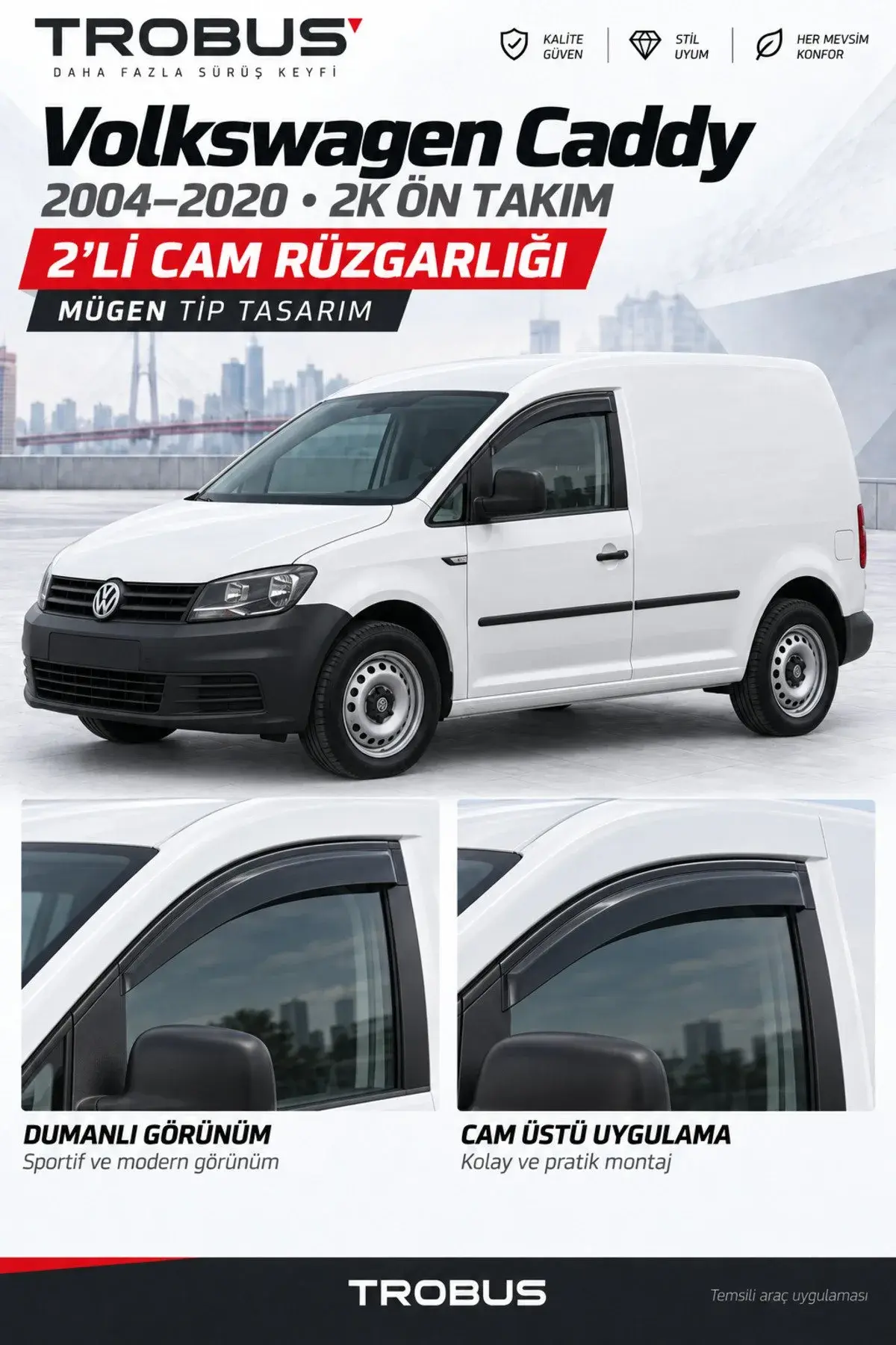 Volkswagen Caddy (2004-2020) Cam Rüzgarlığı 2'li (1)