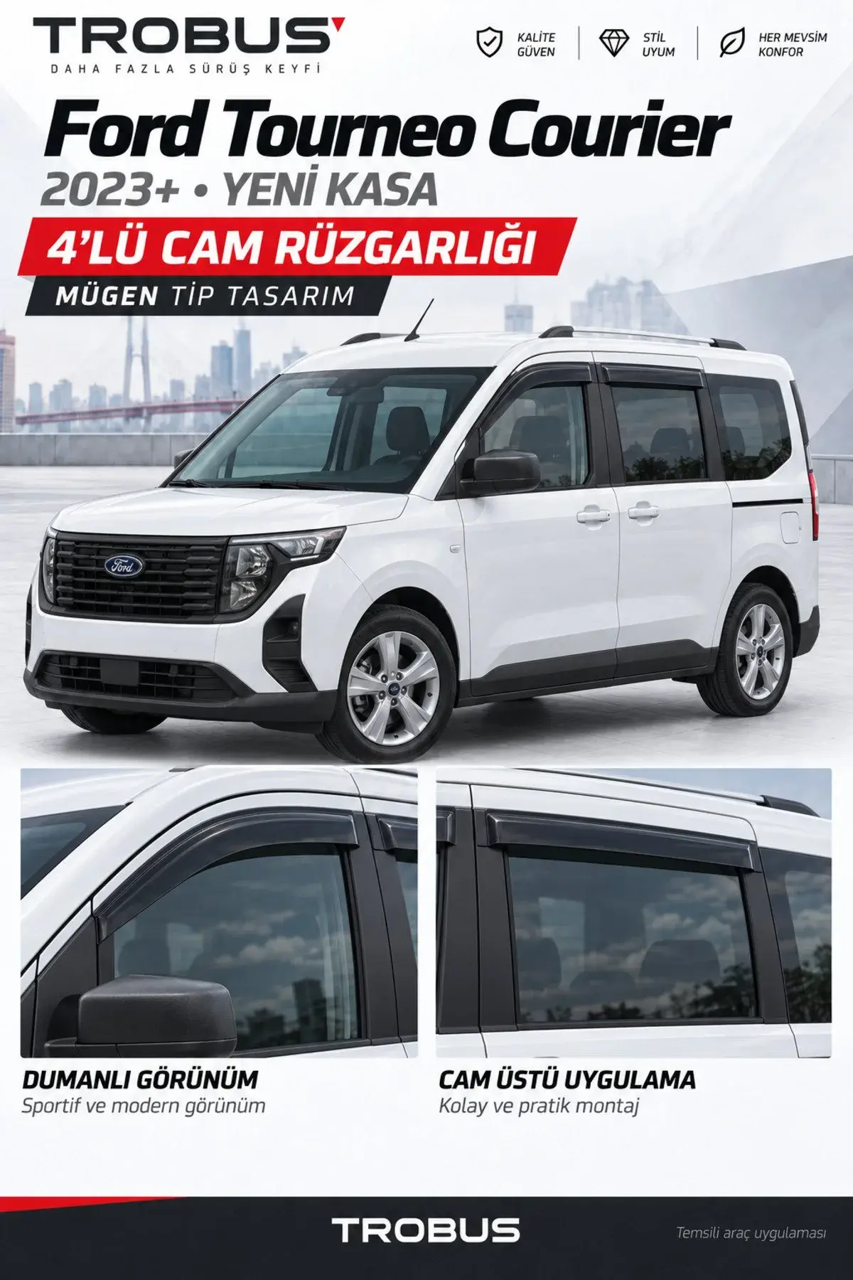 Ford Courier (2024 Sonrası) Cam Rüzgarlığı 4'lü (1)