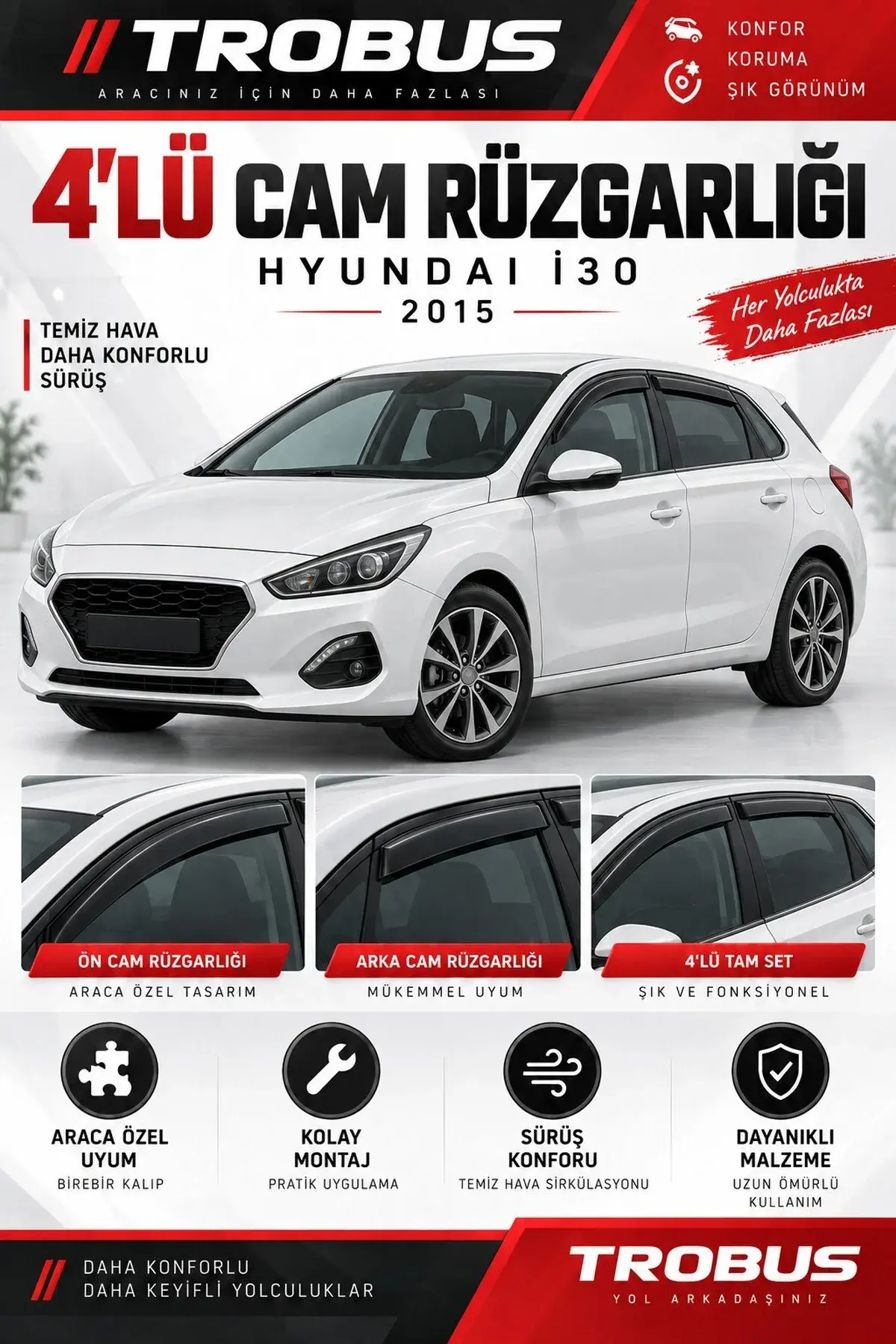 Hyundai i30 (2012-2017) Cam Rüzgarlığı 4'lü (1)