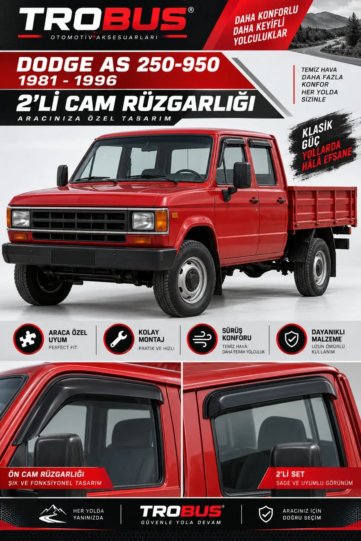Dodge Fargo / DeSoto AS 250-950 Serisi Cam Rüzgarlığı 2'li (1)