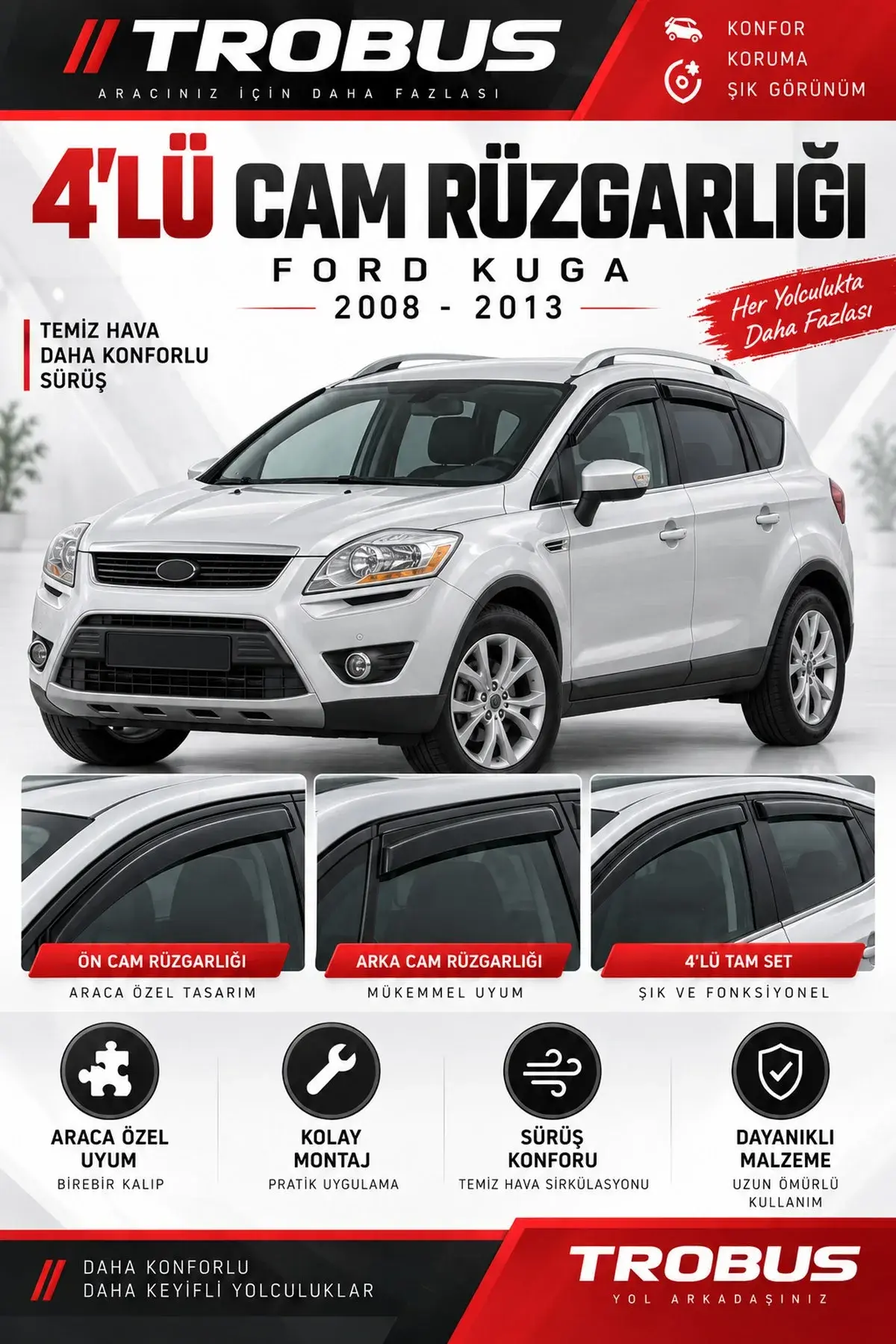 Ford Kuga 1. Nesil (2008-2013) Cam Rüzgarlığı 4'lü (1)