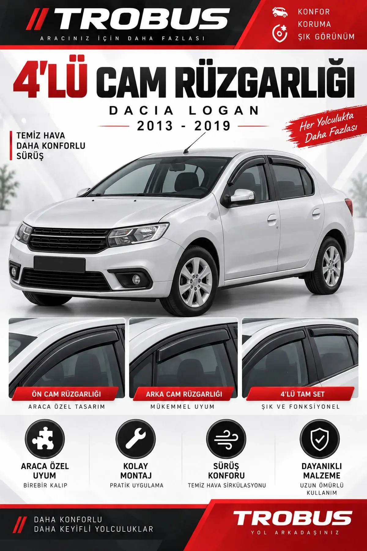 Dacia Logan 2. Nesil Sedan (2013-2019) Cam Rüzgarlığı 4'lü (1)