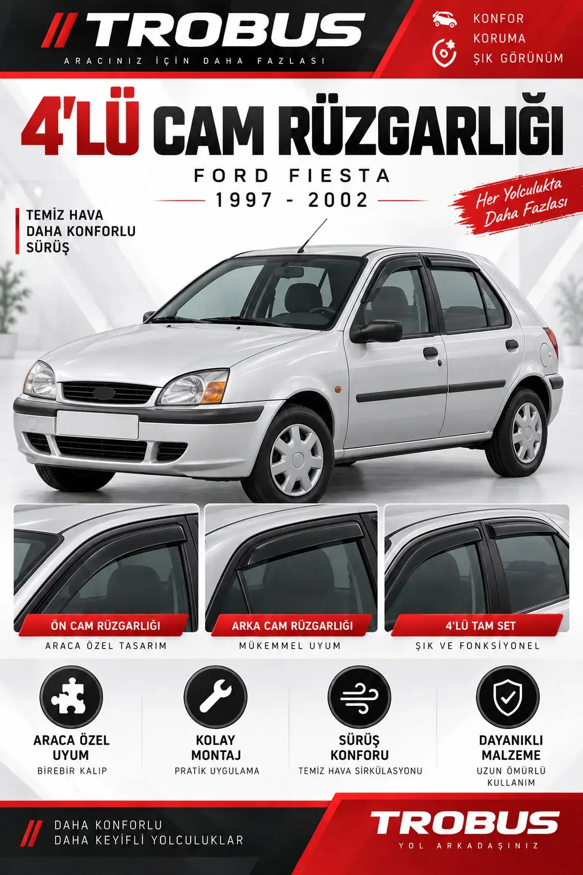 Ford Fiesta (1997-2002) Cam Rüzgarlığı 4'lü (1)