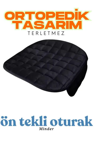 Üniversal Soft Alkantra Ön Tekli Oturak Minderi Siyah