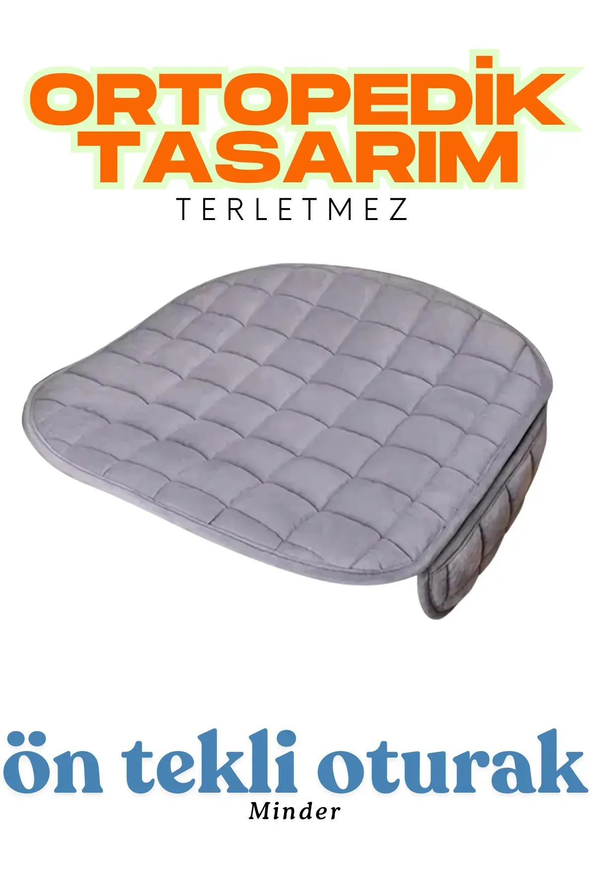 Üniversal Soft Alkantra Ön Tekli, Ön İkili ve Arka Oturak Minderi Gri (1)
