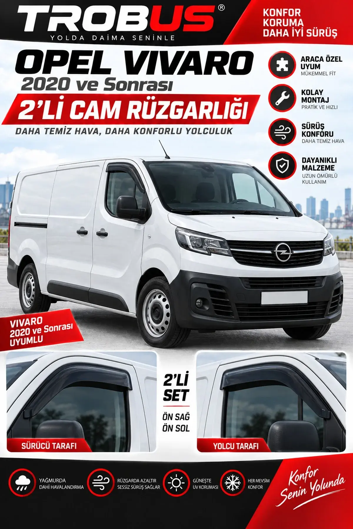 Opel Vivaro (2020 ve Sonrası) Cam Rüzgarlığı 2'li (1)