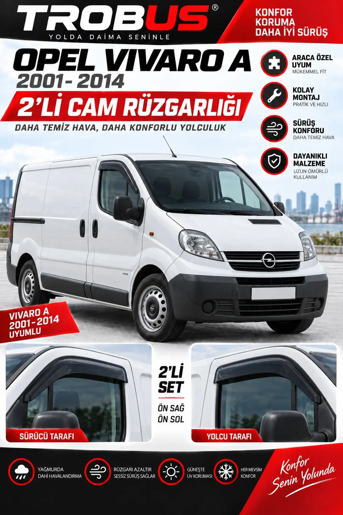 Opel Vivaro A (2001-2014) Cam Rüzgarlığı 2'li (1)